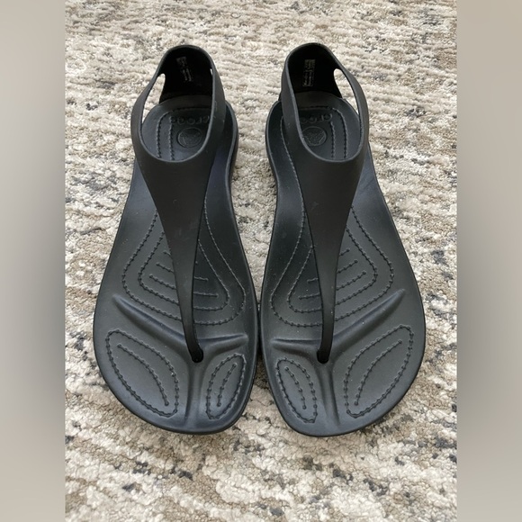 Crocs Sexi Serena Black Womens Size 7 Thong Sandals T Strap - Picture 4 of 7
